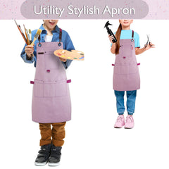 Stenffy Kids Art Apron cooking focus protects clothing during cooking activities.