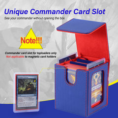 Stepane deck box features wide U shaped opening for quick card retrieval