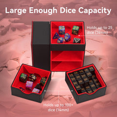 Stepane dice box magnetic lid securely closes to protect contents.