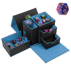 Stepane dice box tray-tower on table enables stable, fair dice rolls