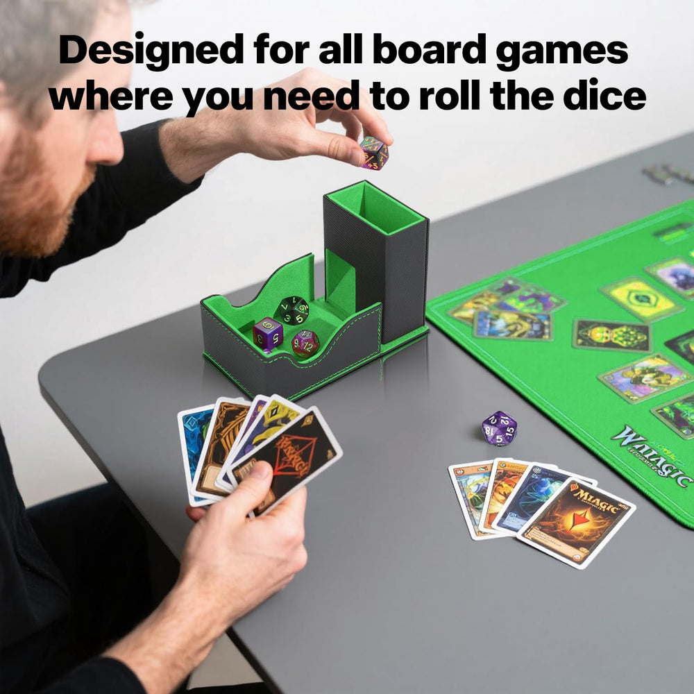Stepane Smart Groove tray allows quick access and prevents dice scattering.