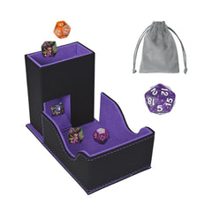 Stepane dice tower and tray folded for portable tabletop play.