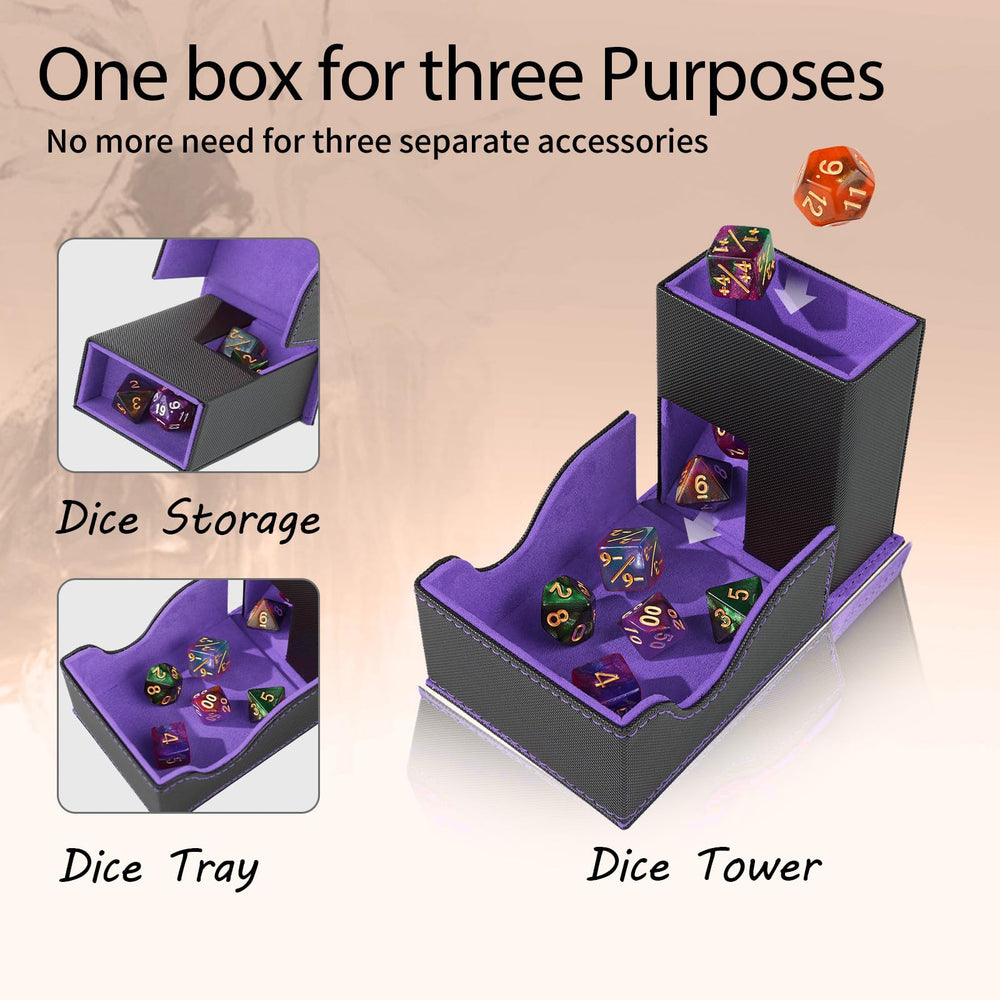 Stepane two-tier dice tower interior for organized, quiet rolls.