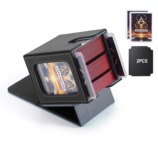 Stepane MTG deck box with double display window showing commander cards safely stored