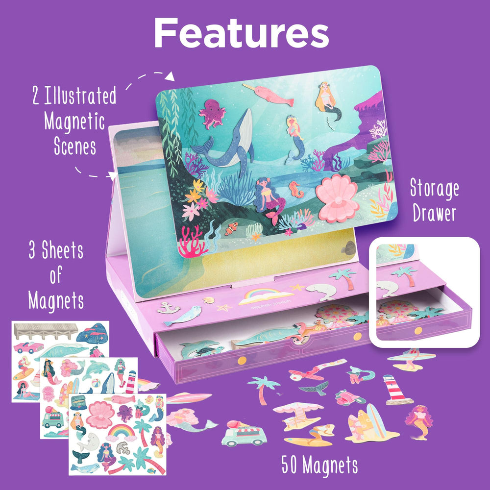 Stephen Joseph magnetic scene with drawer for princess play, fostering storytelling during travel.