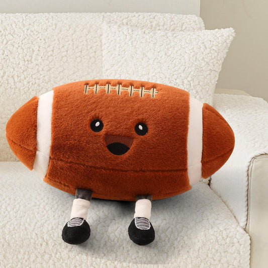 Stepxi Football Plush Pillow front view shows soft fabric for cozy game-watching.