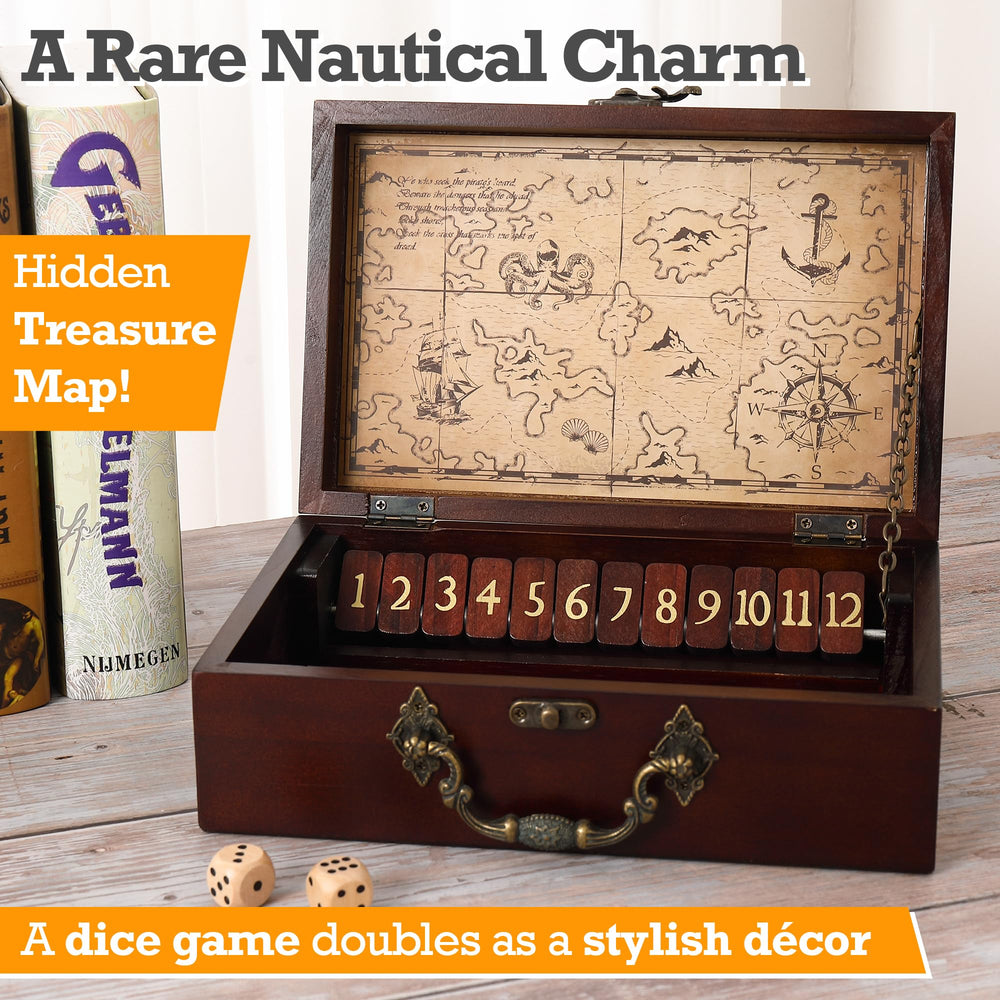 STERLING Games wooden box in dark finish elevates décor and travel-ready storage.