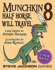 Munchkin 8 cards fanned reveal Centaurs and Lizard Guys for dynamic party play.