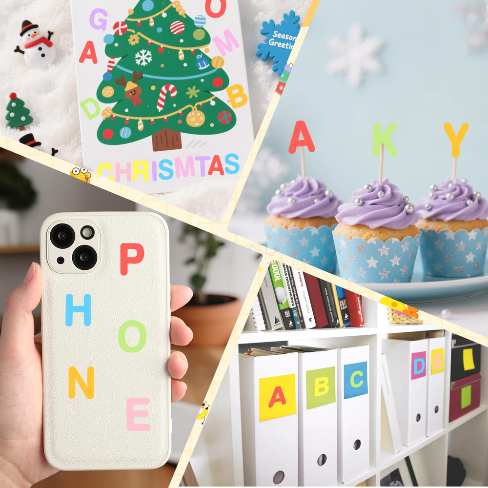 Sticeard pastel letters decorate party favors and photo frames