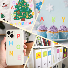 Sticeard pastel letters decorate party favors and photo frames
