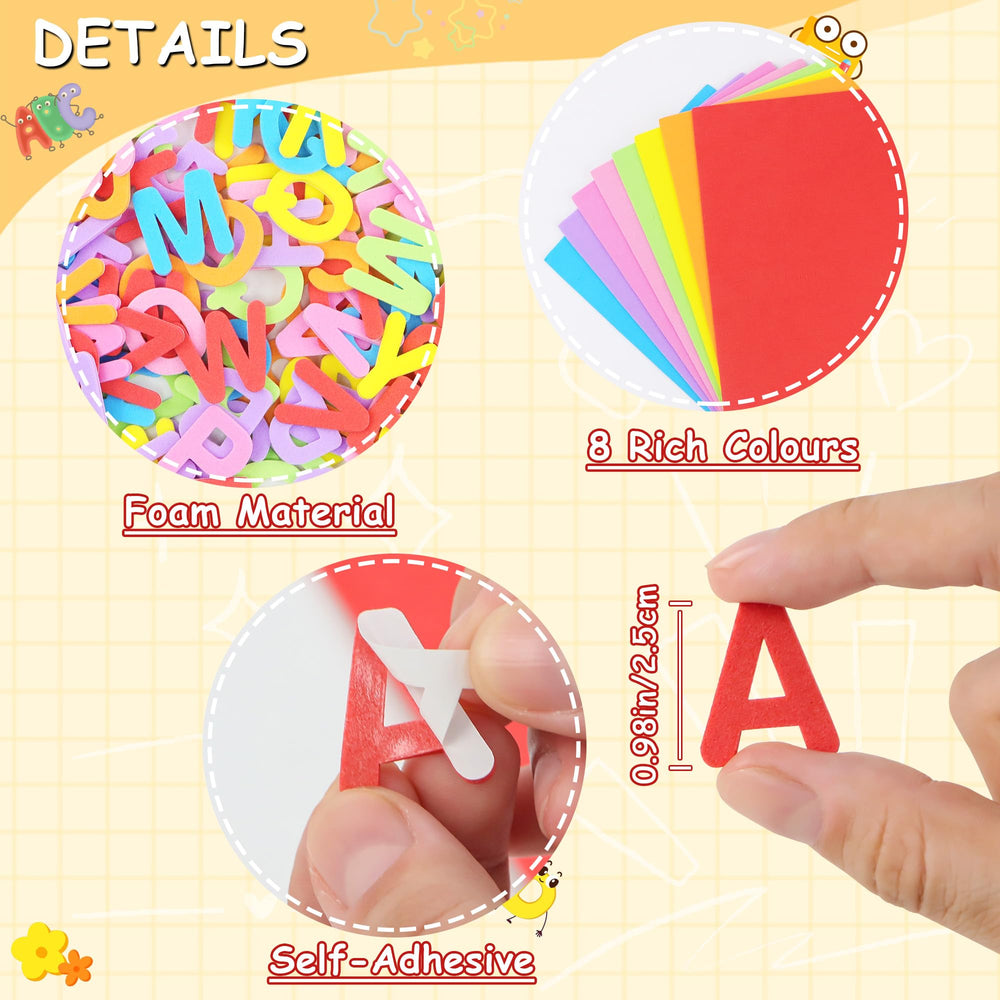 Sticeard foam letters in eight bold colors on durable EVA