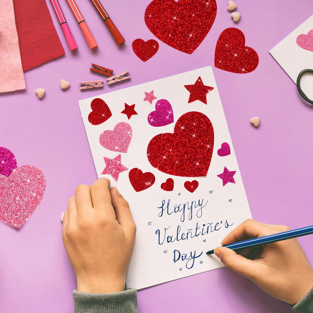 Sticeard foam heart glitter stickers in green add color to journals