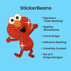 StickerBeans Sesame Street rhinestones add sparkle to notebooks and school gear.