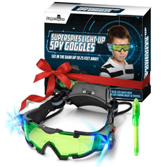 Sticky Lil Fingers night vision goggles with blue LEDs for dark adventures.