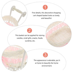 STOBOK wicker baby carriage basket compact size fits on tabletops.