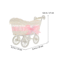 STOBOK wicker baby carriage basket versatile storage for snacks and trinkets.