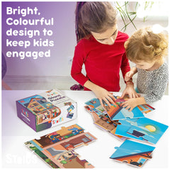 Stoie´s puzzle features friendly characters for imaginative play.