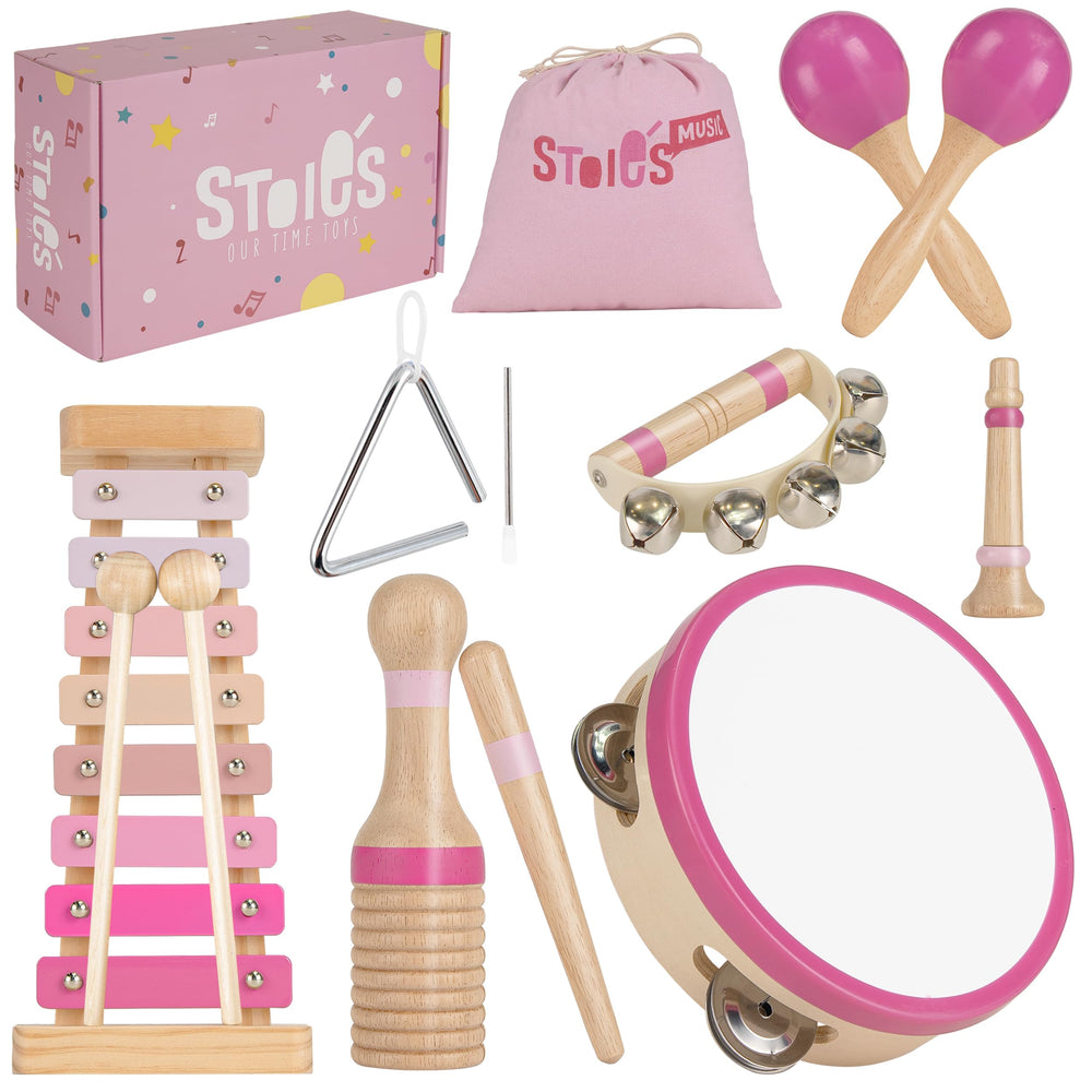 Stoie's wooden xylophone with mallets for toddlers, inviting rhythm exploration.