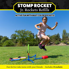 Stomp Rocket Jr green rocket ready for park play and sunny days.