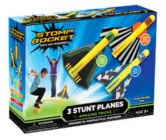 Stomp Rocket stunt plane launcher set ready for outdoor family fun.