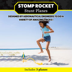 Stomp Rocket Looper plane in action performing giant loops outdoors.