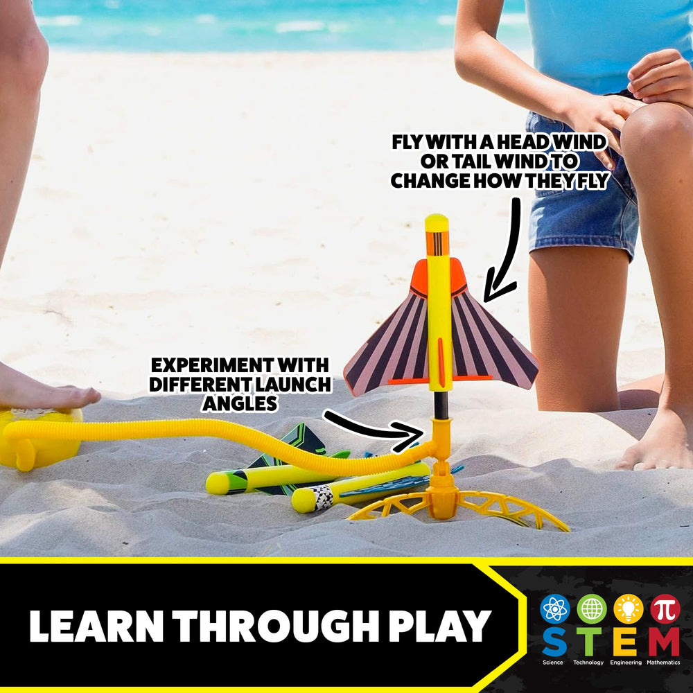 Stomp Rocket Wildcat plane executing tricks for park or backyard play.