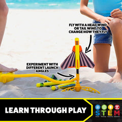 Stomp Rocket Wildcat plane executing tricks for park or backyard play.