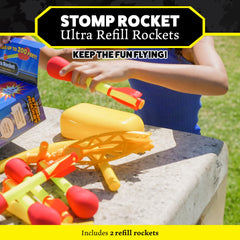 Stomp Rocket Ultra Refill with two rockets ready for launch