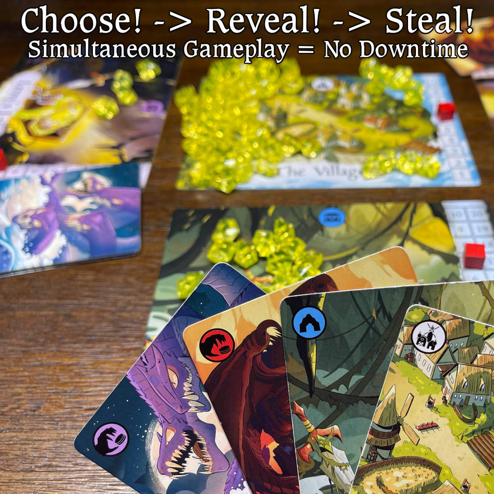 Stone Age Entertainment Treasure hoard cards; lush rewards fuel strategic decisions.