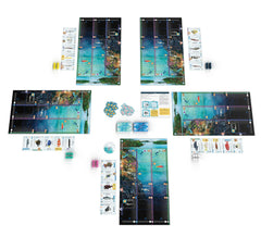 Stonemaier Finspan fish cards show diverse species for collection and scoring.