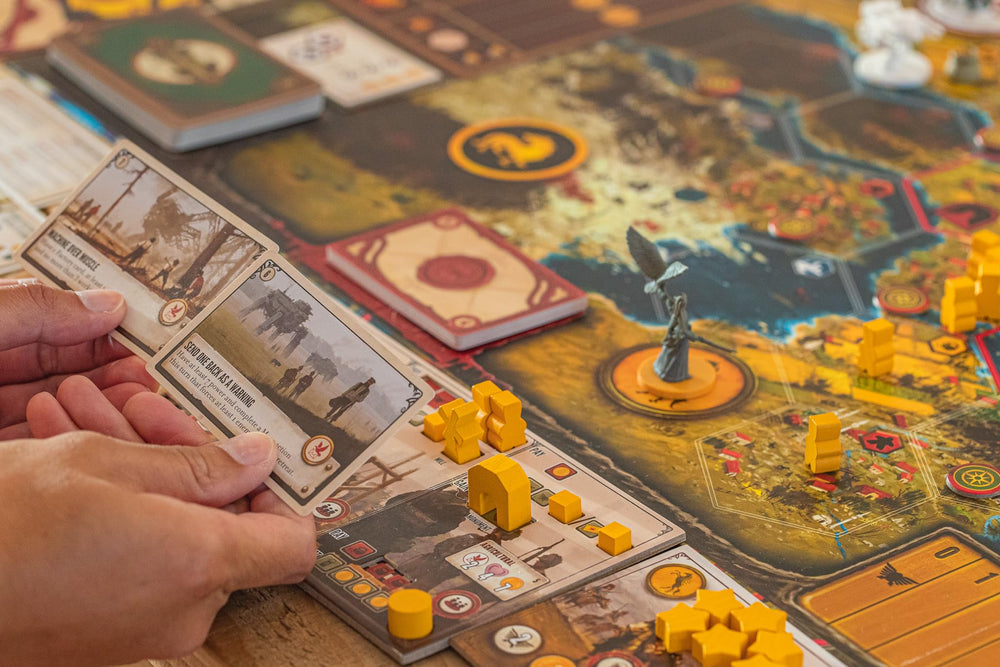 Stonemaier Scythe encounter cards - thematic decisions at exploration