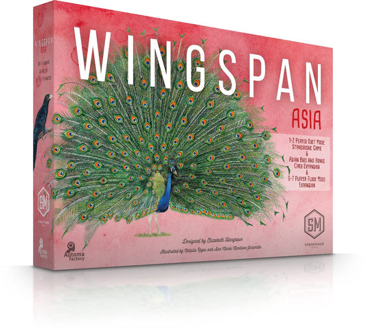 Stonemaier Wingspan Asia box cover with vibrant bird art, ideal for family game nights