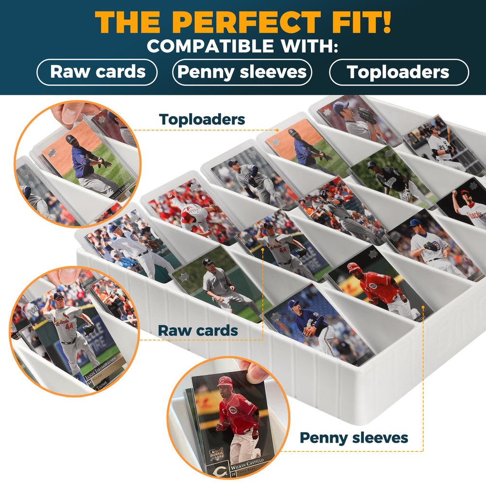 Storage Standard card tray supports toploader cards for secure storage during organization.
