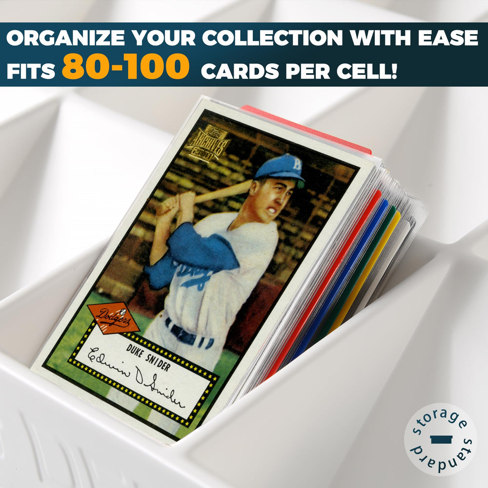 Storage Standard tray side view highlights a compact footprint and stackable design.