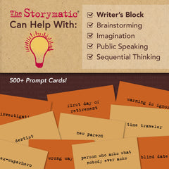 The Storymatic Classic classroom scene shows warmups and group storytelling benefits.
