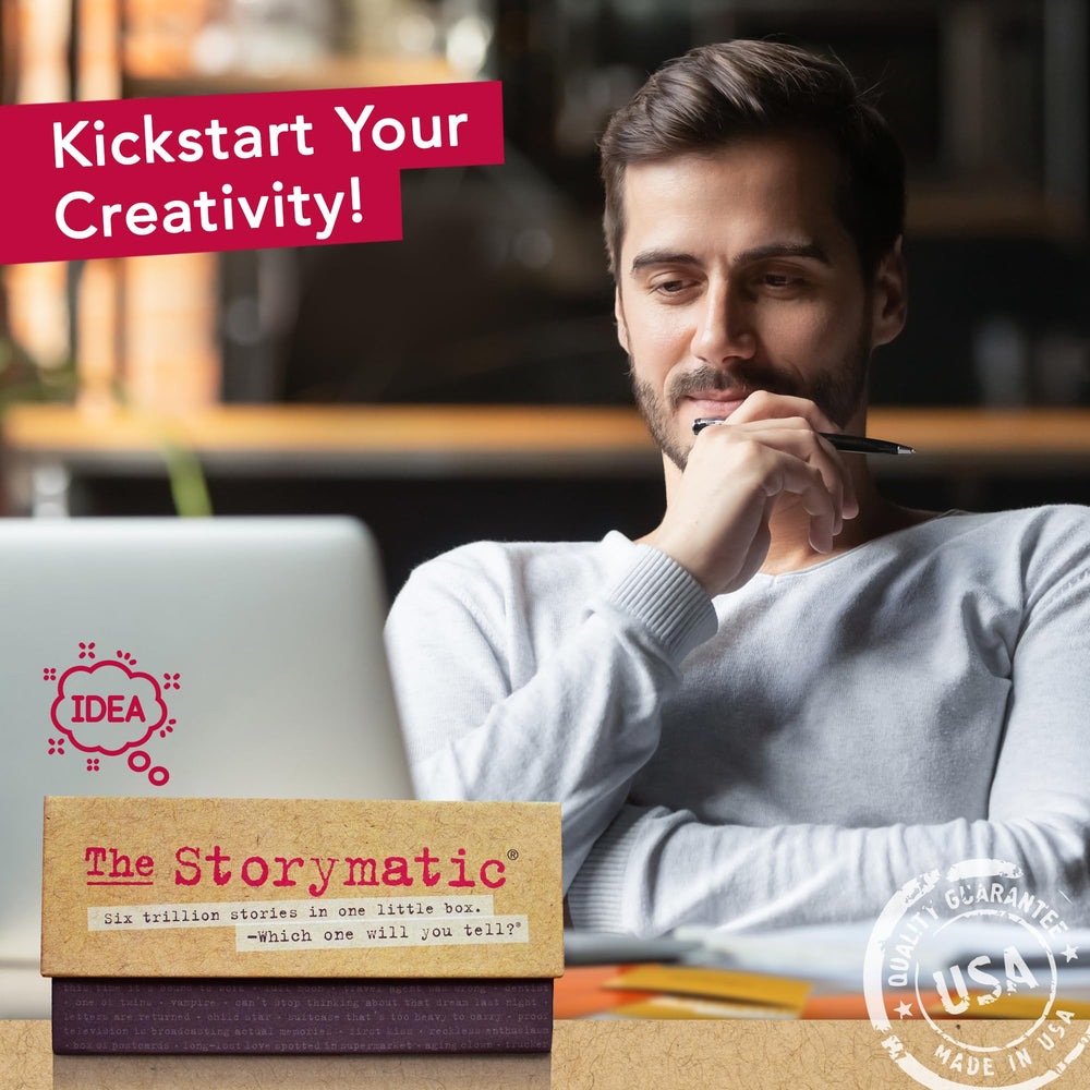 The Storymatic Classic instruction booklet provides prompts, ideas, and non-competitive storytelling games.