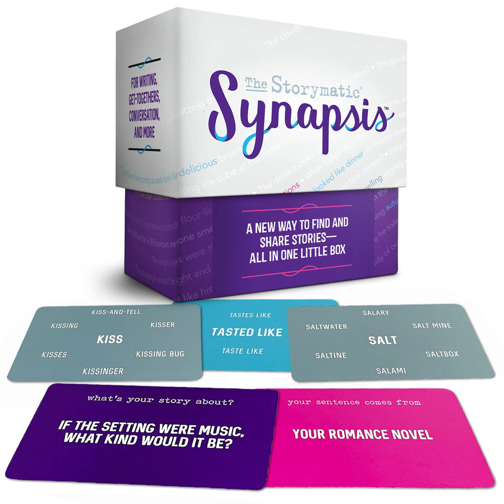 Storymatic Synapsis prompt cards spread inspires group storytelling and brainstorming