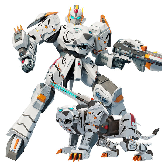 STOULKD tiger transform mode toy in white ready for imaginative play