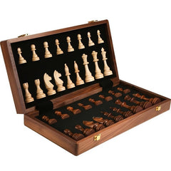 Strategyify 15-inch walnut chess board open for serious, tournament-ready play