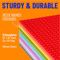 Strictly Briks baseplates 10x10 32x32 studs, compatible with major brands for seamless builds.
