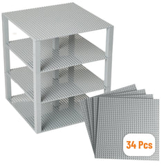 Strictly Briks baseplates 10x10 light grey four-pack provides sturdy building surfaces
