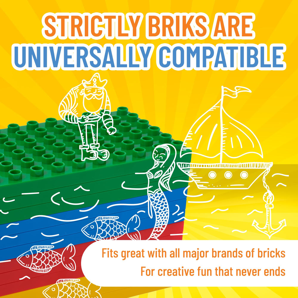 Strictly Briks yellow baseplate close-up, ideal for stacking play.