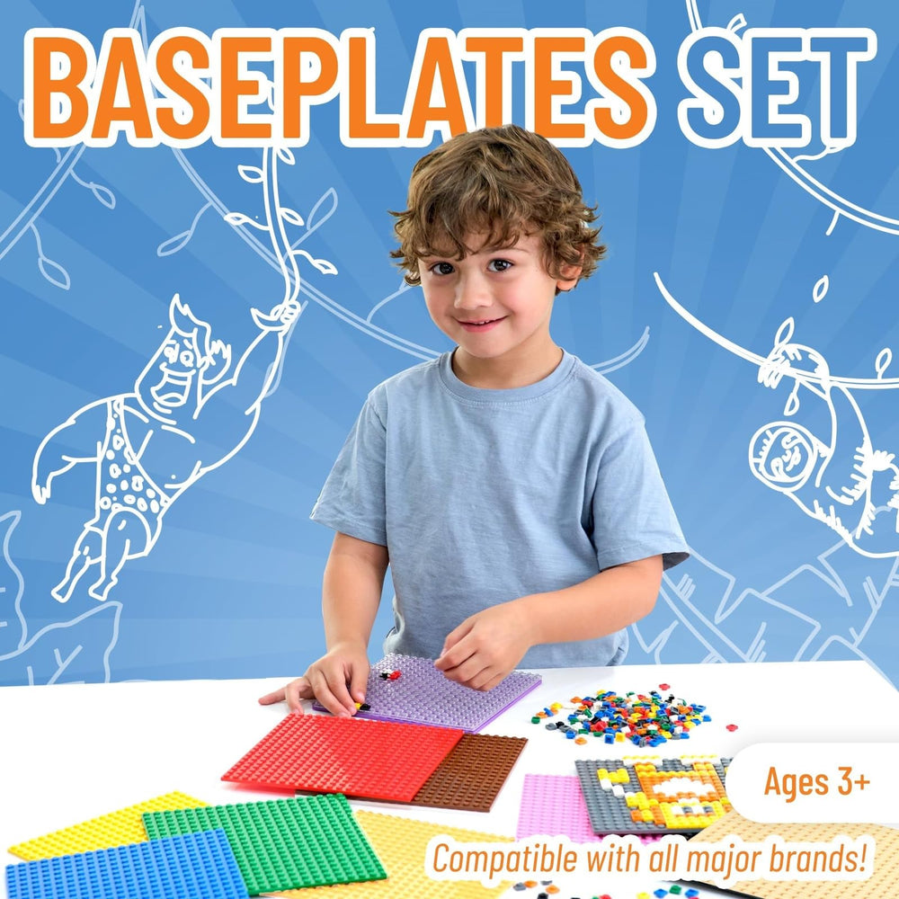 Kids Easter building with Strictly Briks rainbow baseplates
