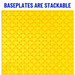 Strictly Briks rainbow baseplates provide sturdy foundations for builds.
