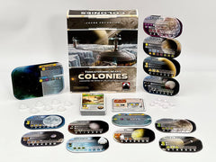 Stronghold Games Terraforming Mars: Colonies resource cards—vivid artwork and strategic options.