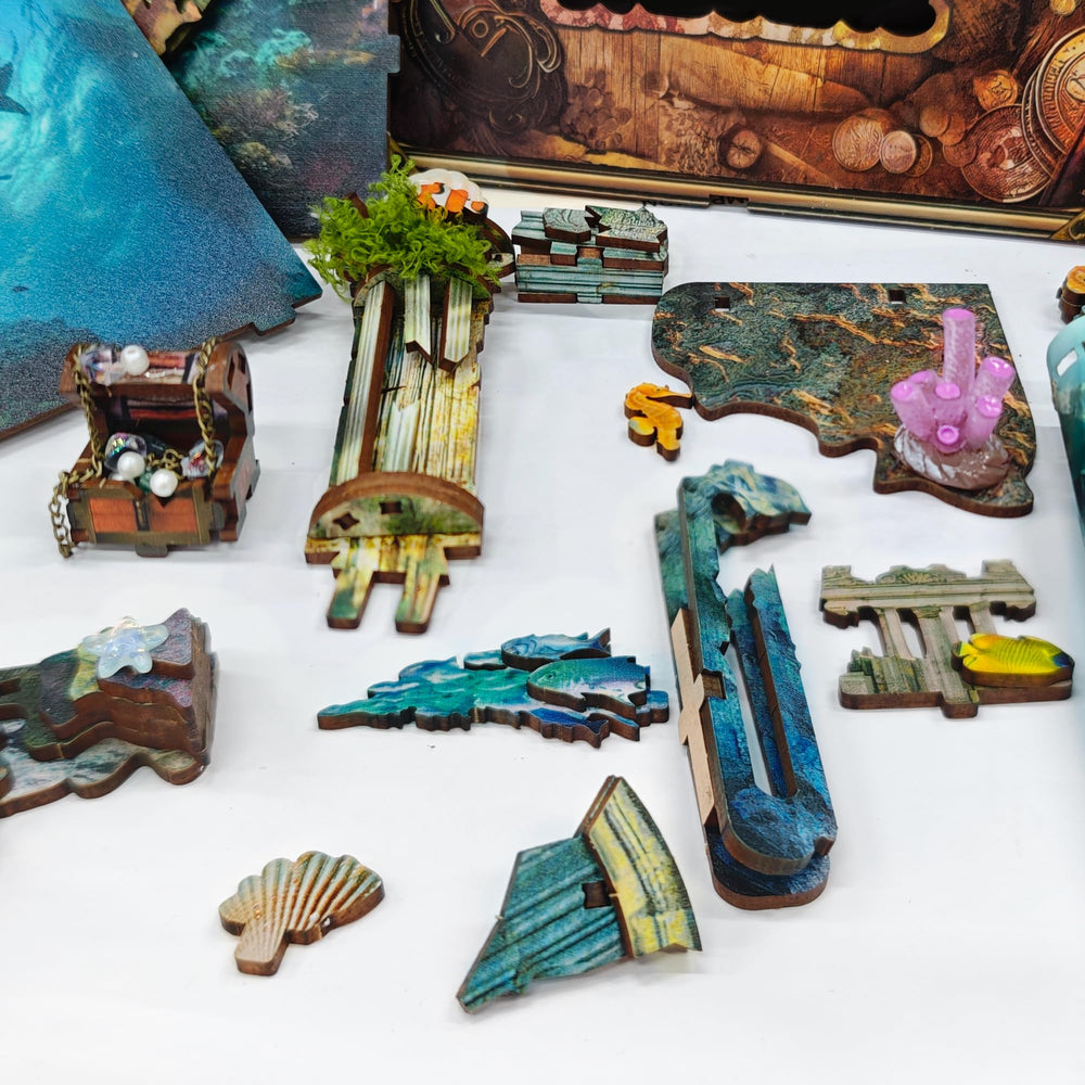 Rotating background and LED lights create a dynamic diorama.