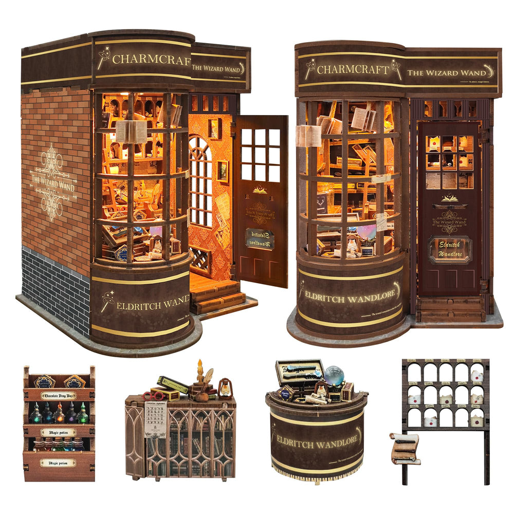 STRUCWOOD DIY Book Nook Kit with magic wand scene for creative shelves