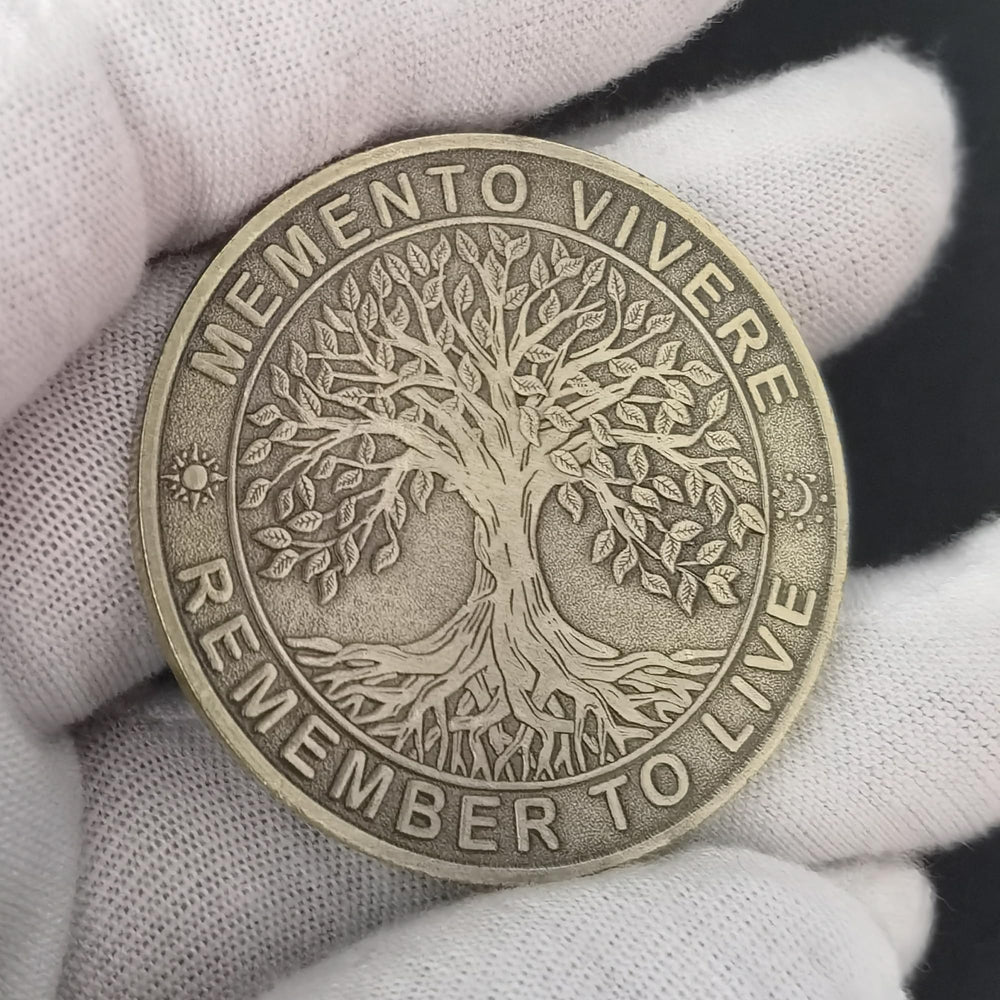 Strugglejewelry Memento Mori coin for pocket daily use as an EDC token