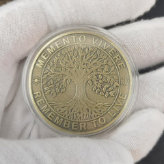 Strugglejewelry Memento Mori coin bronze skull design as a symbolic focus for contemplation