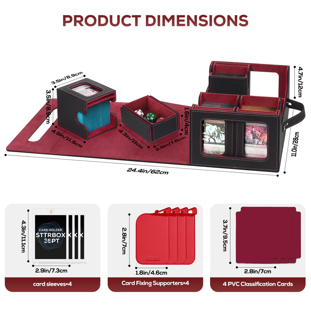 STTRBOX premium faux leather exterior protects cards during transport